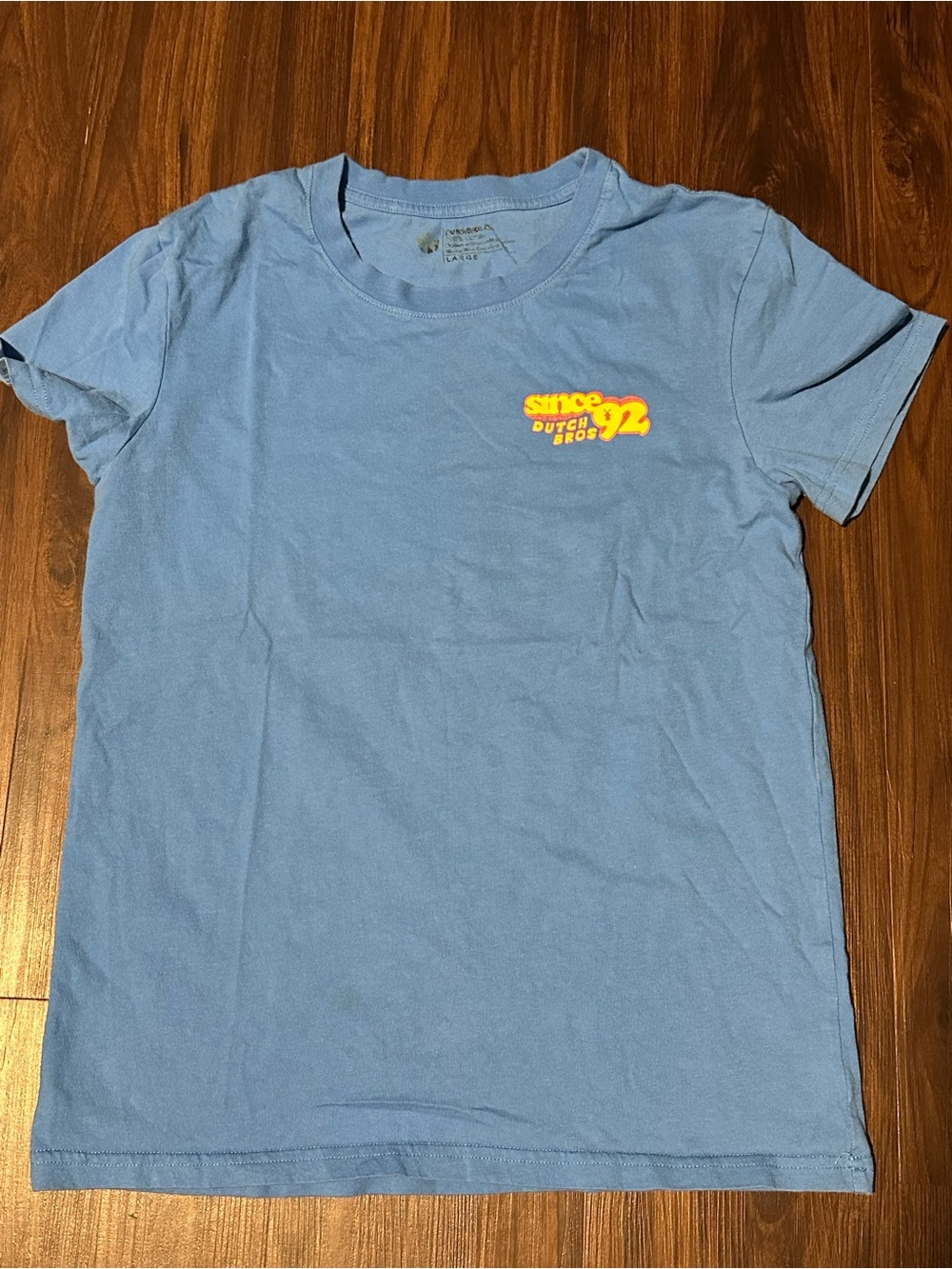 Dutch Bros Light Blue Short Sleeve Tee with Yellow 'Since 92' Logo